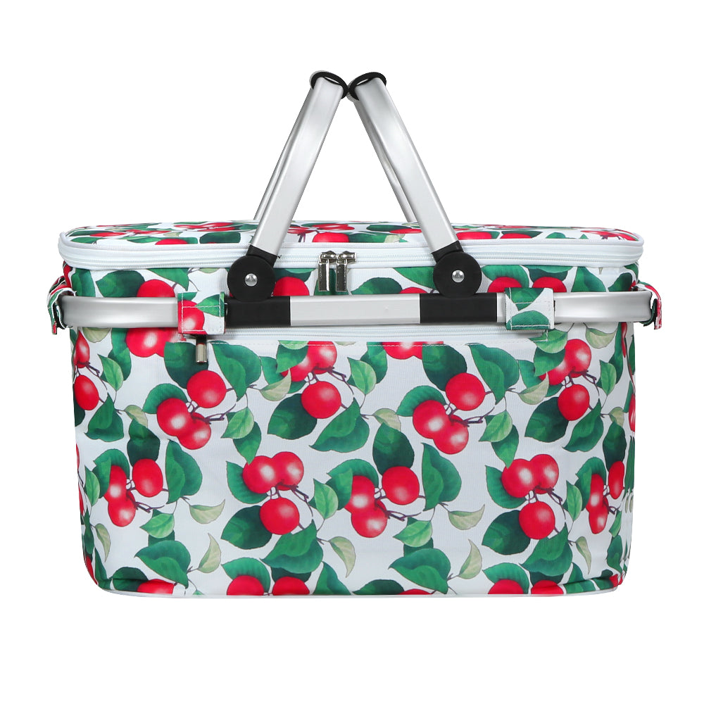 Alfresco Insulated Picnic Basket Folding Hamper with Food Cover