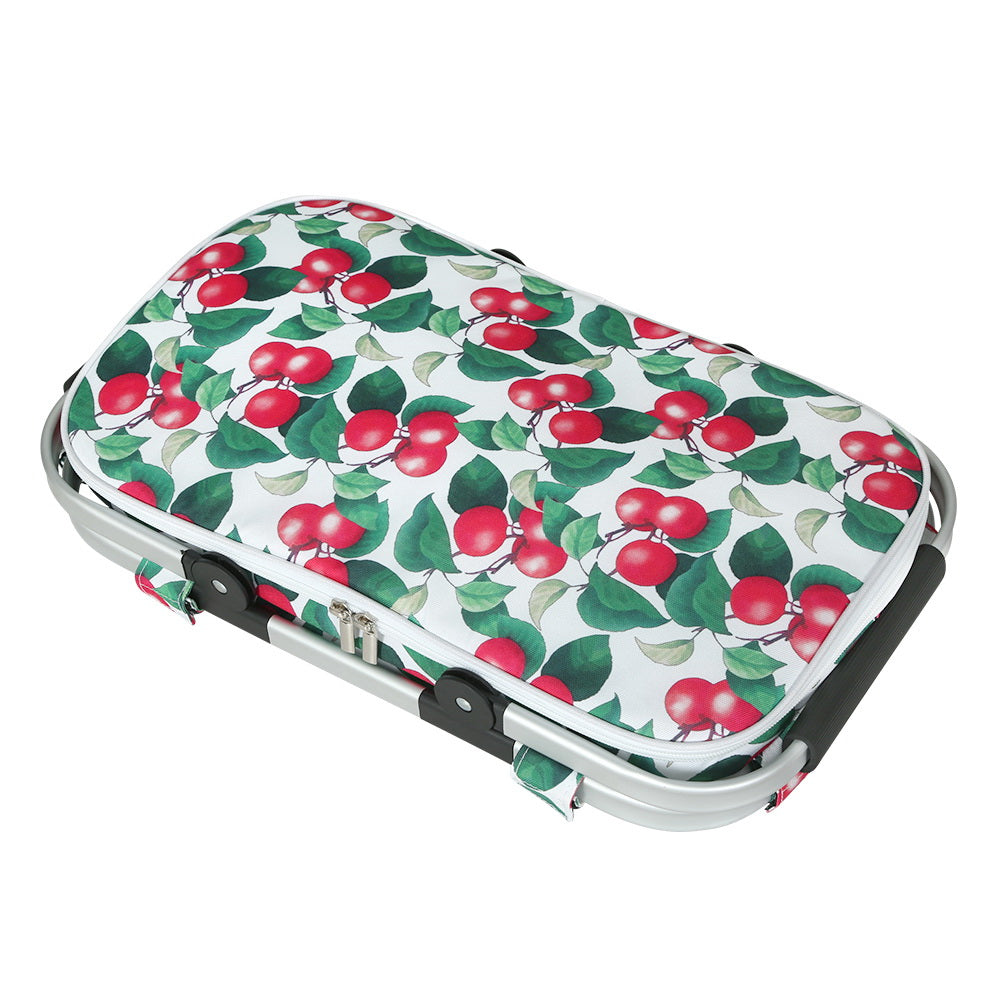 Alfresco Insulated Picnic Basket Folding Hamper with Food Cover