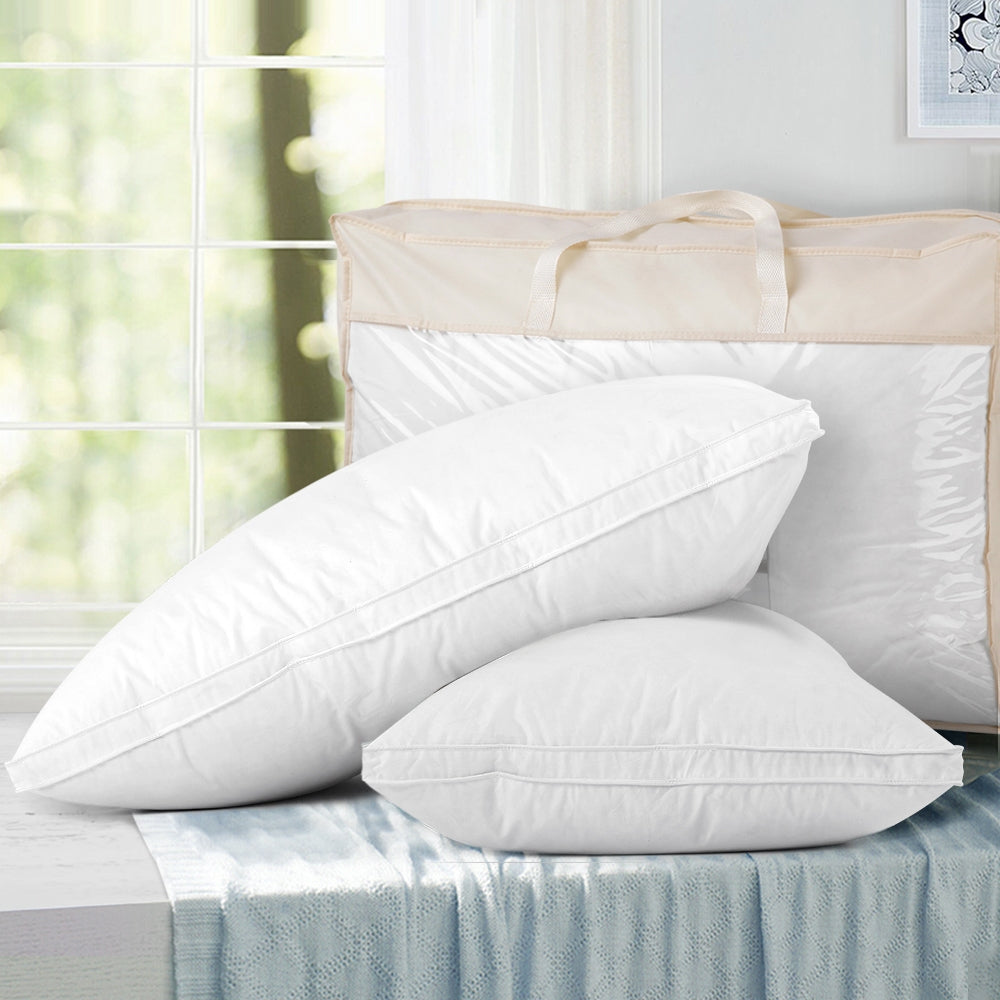 Giselle Twin Pack Duck Feather Down Pillows Luxury White