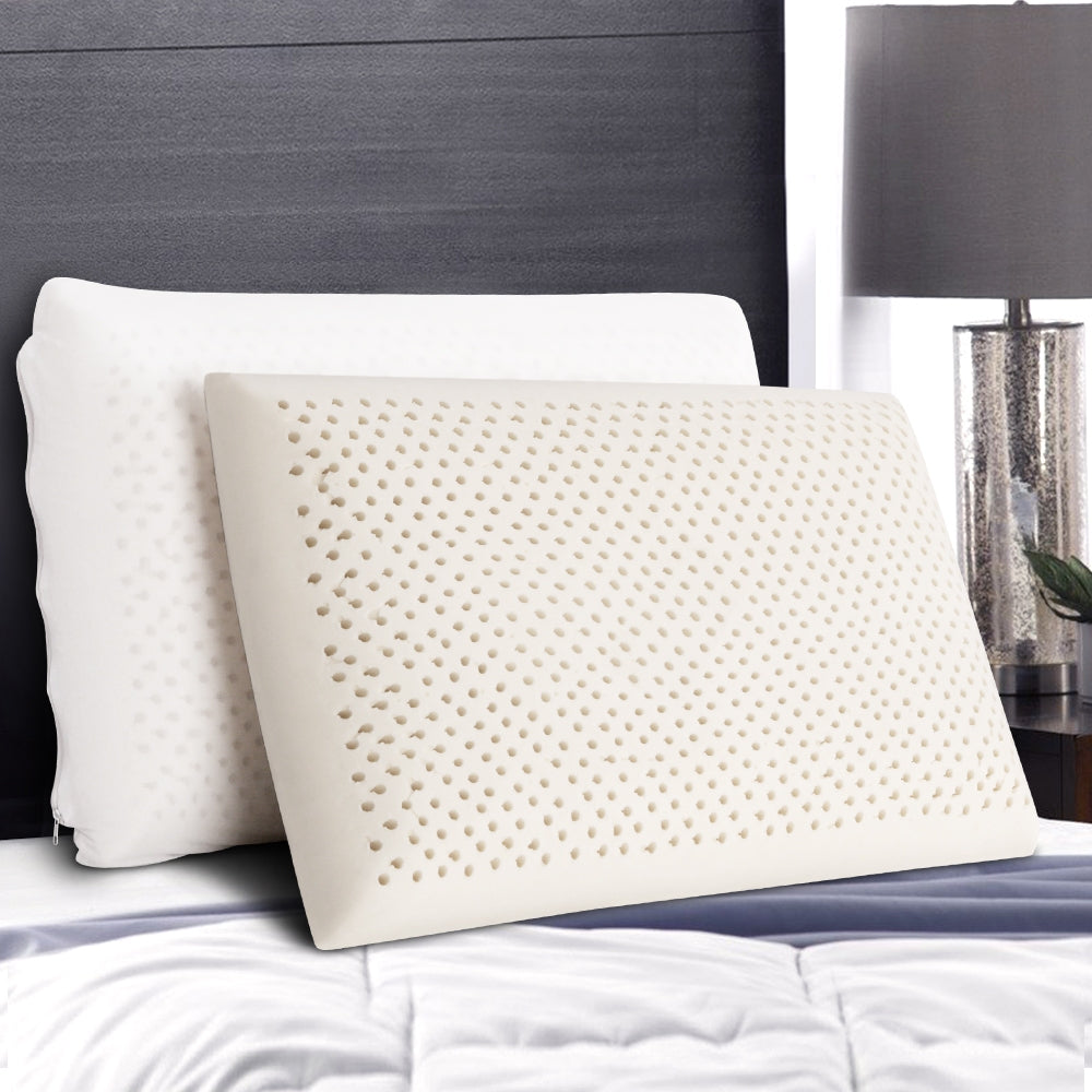 Giselle Twin Pack Latex Pillows Natural Supportive Breathable