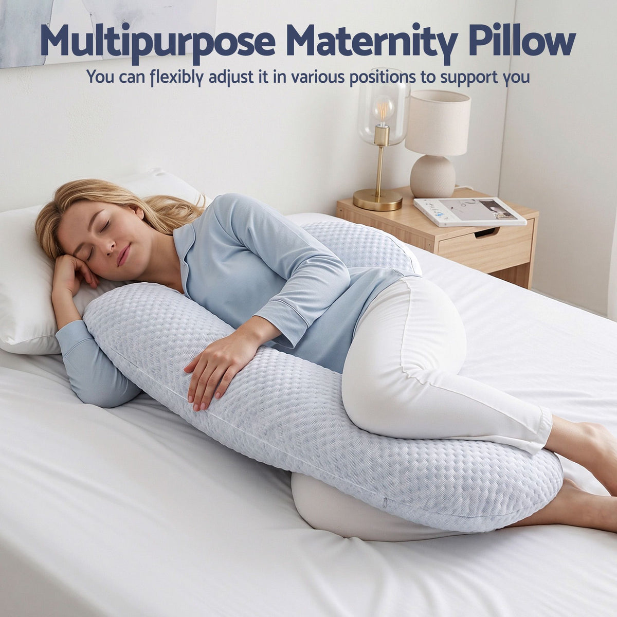 Giselle Bedding Pregnancy Pillow Adjustable Body Pillow 37x87 cm Blue