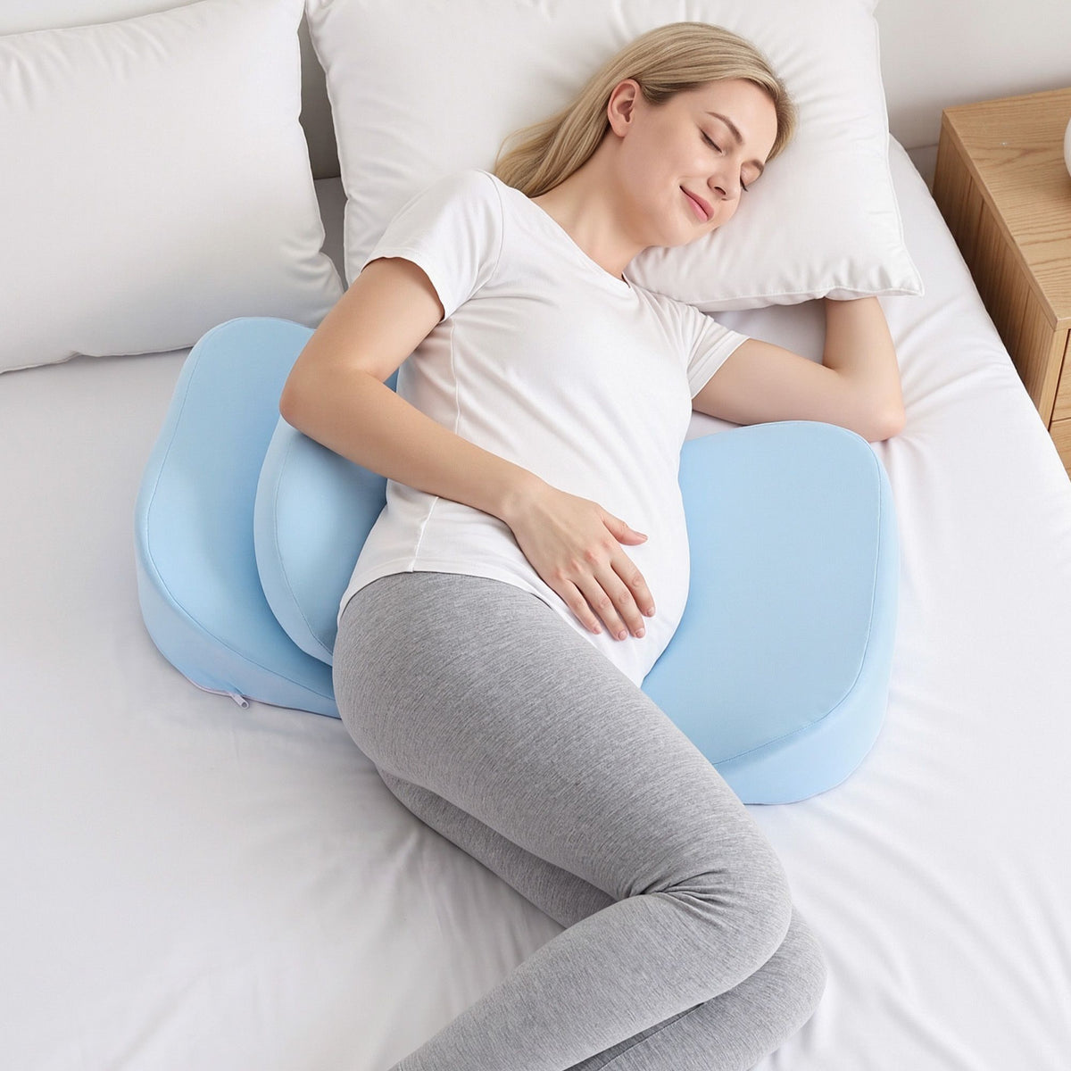 Giselle Bedding Memory Foam Pregnancy Pillow Adjustable Blue