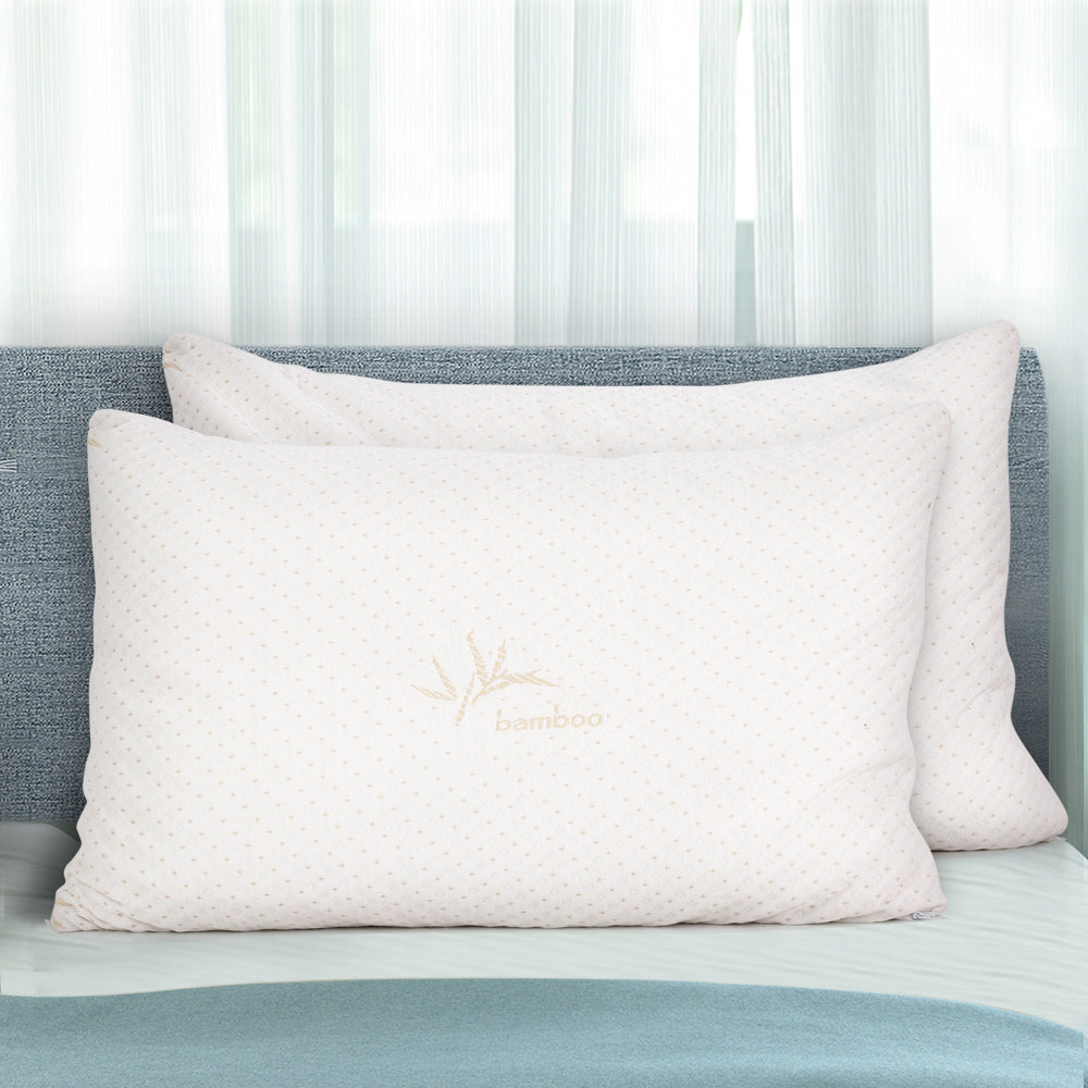 Giselle Twin Pack Memory Foam Pillows Bamboo Cover