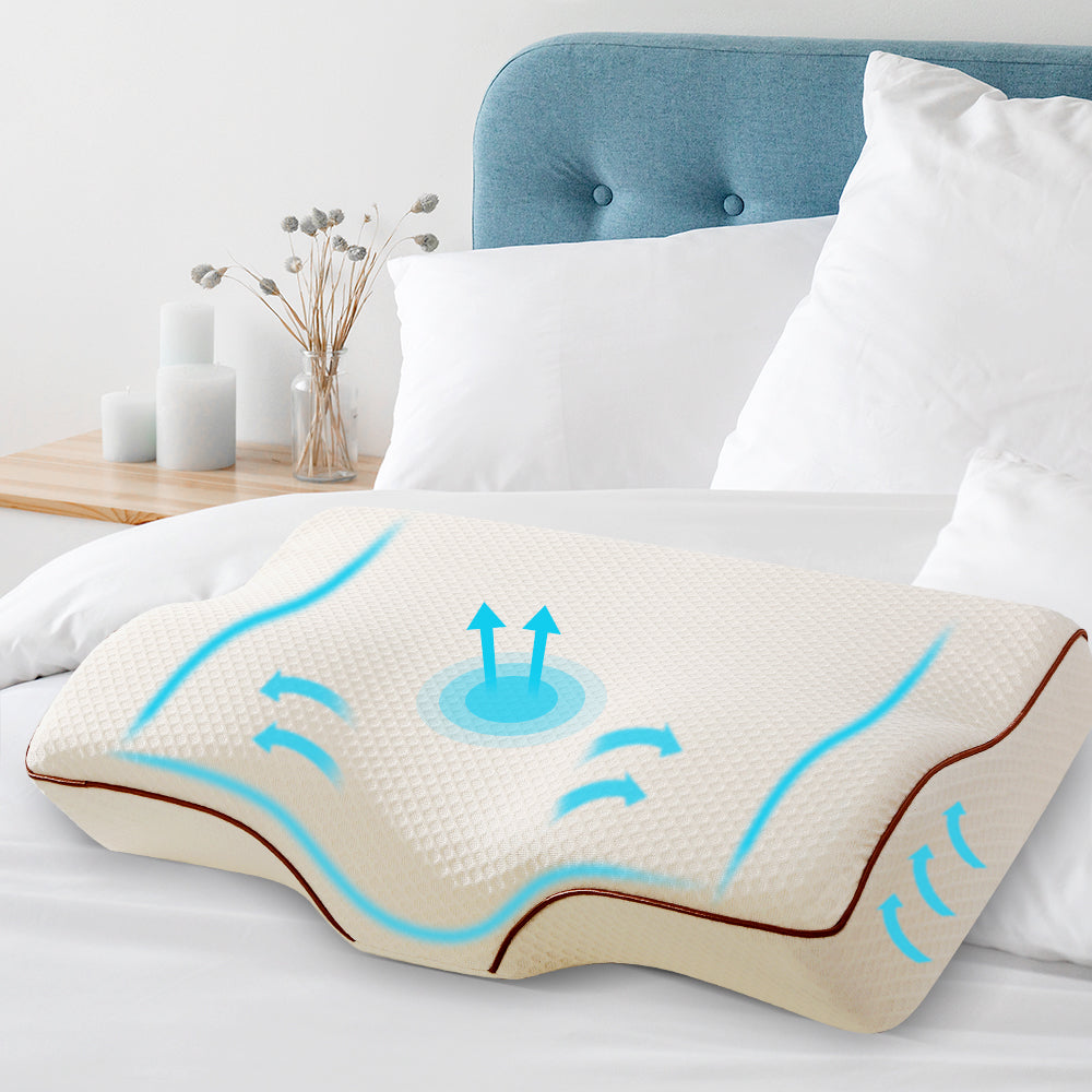 Giselle Memory Foam Pillow Neck Cervical Butterfly White