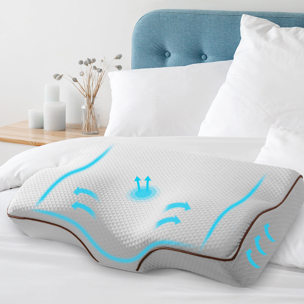 Giselle Memory Foam Neck Pillow Butterfly Ergonomic Grey