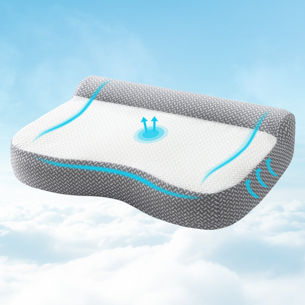 Giselle Memory Foam Contour Pillow Ergonomic White/Grey