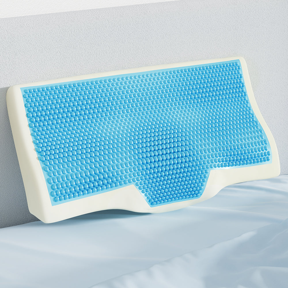 Giselle Memory Foam Contour Pillow Cool Gel Bamboo Cover White