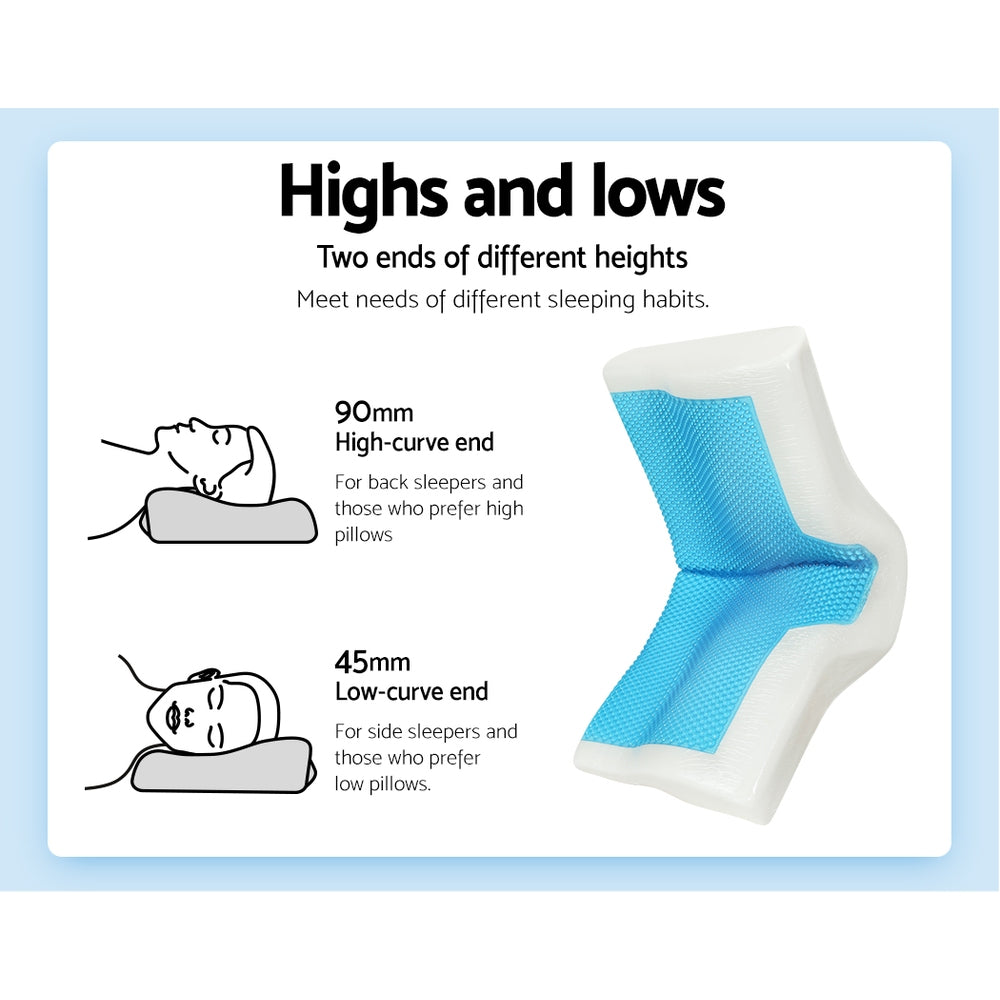 Giselle Memory Foam Contour Pillow Cool Gel Bamboo Cover White