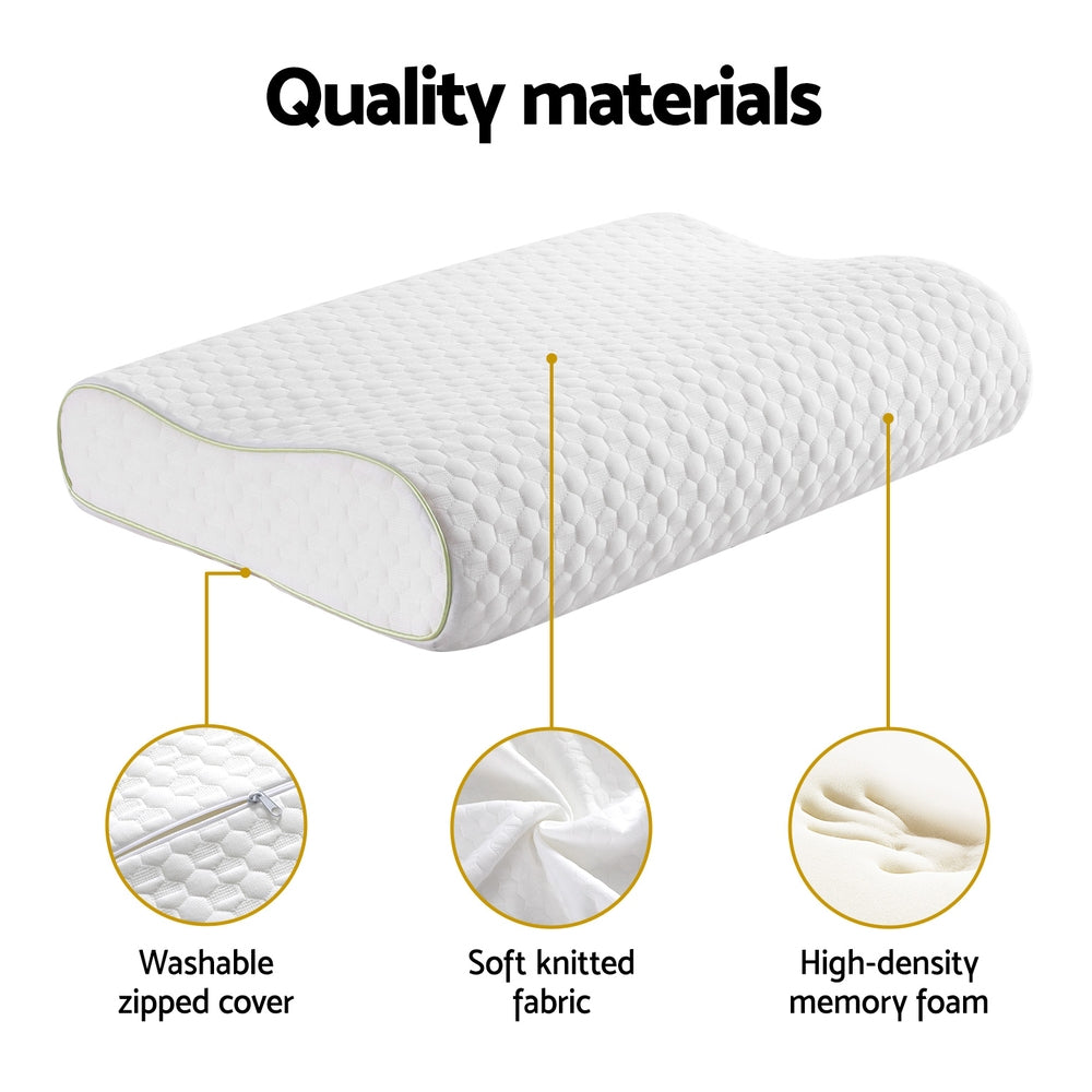 Giselle Contour Memory Foam Pillow Neck Support White