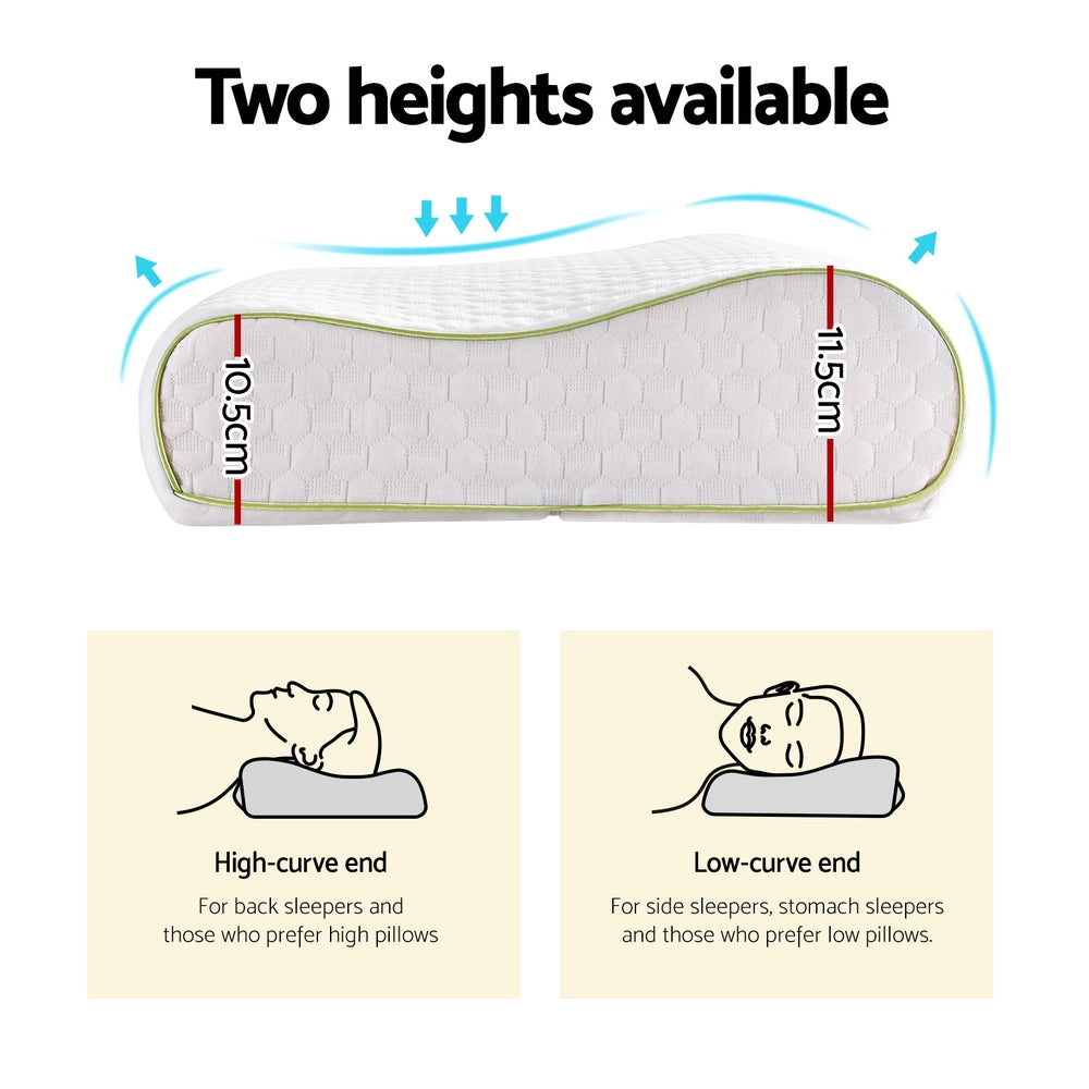 Giselle Contour Memory Foam Pillow Neck Support White