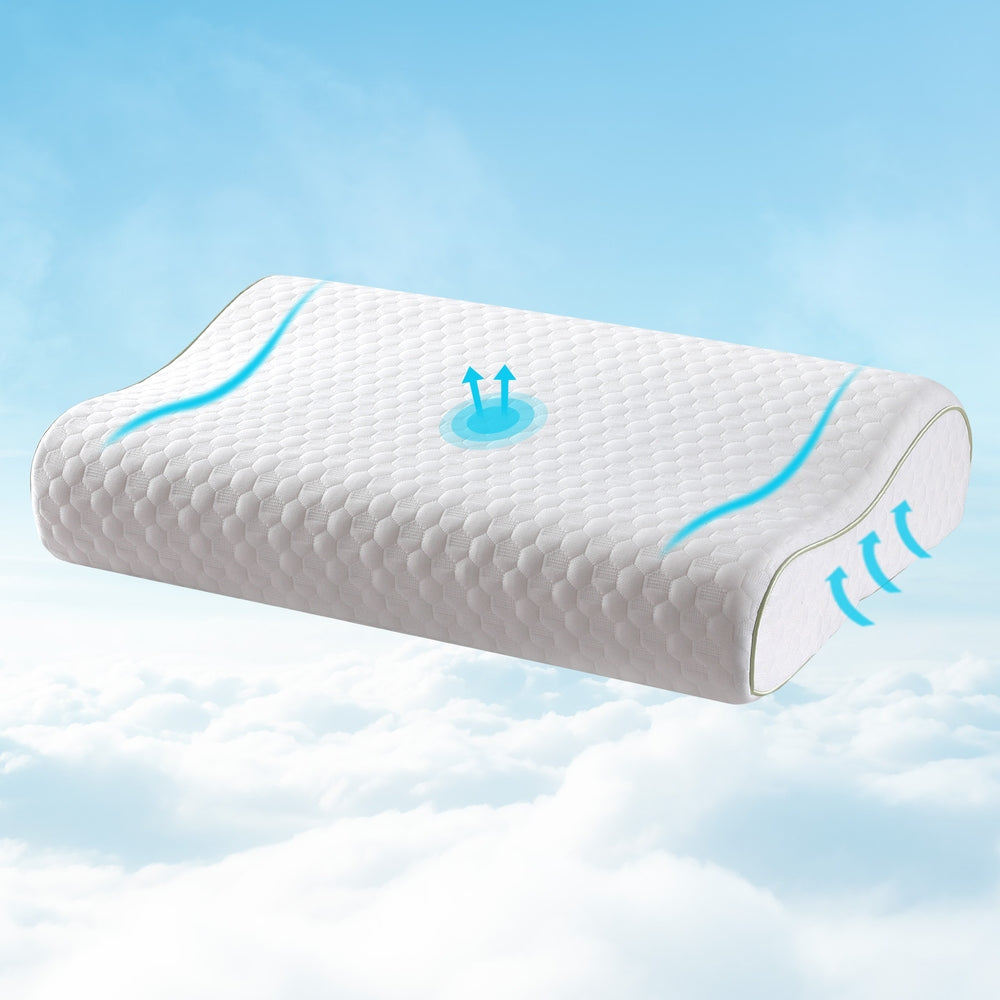 Giselle Contour Memory Foam Pillow Neck Support White