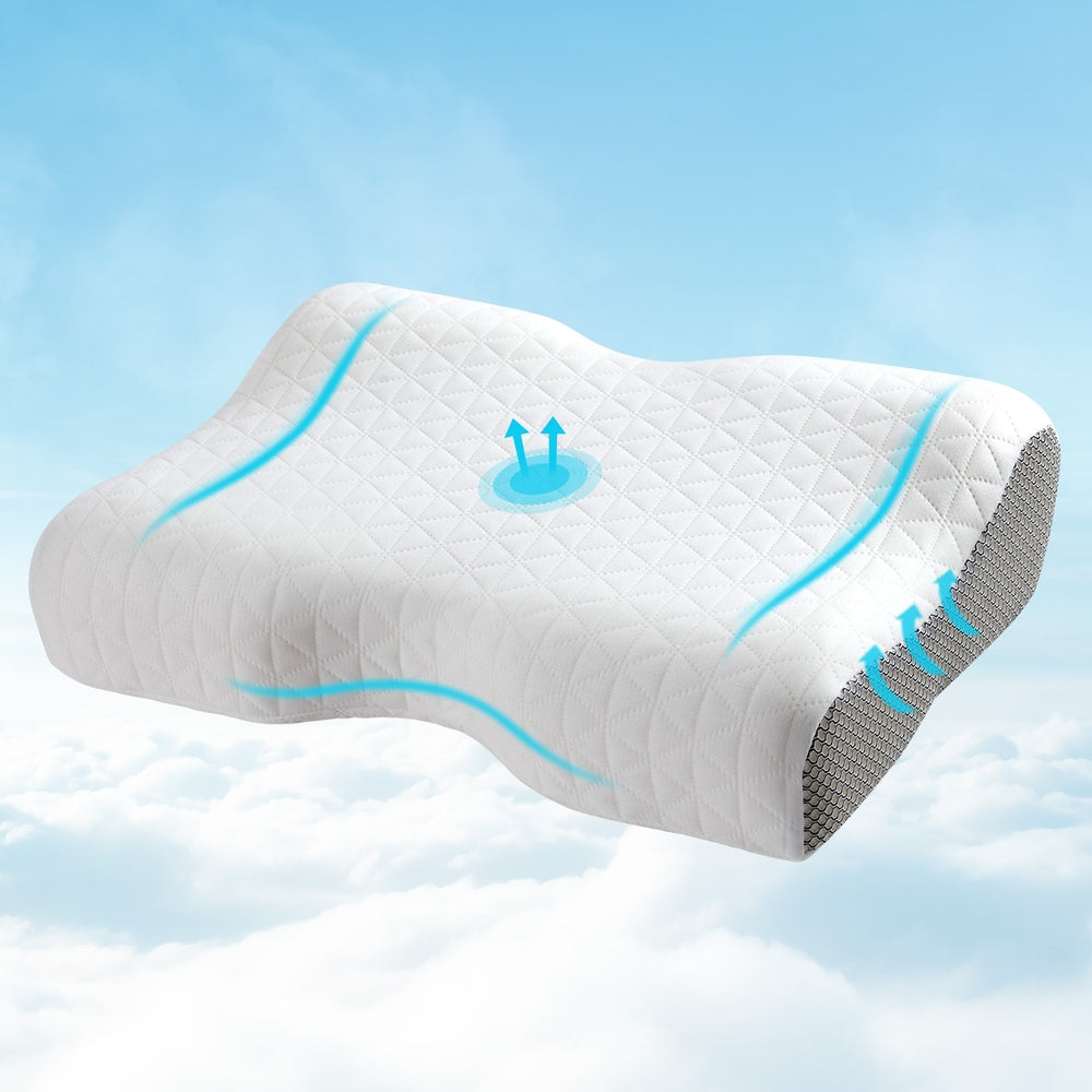 Giselle Contour Memory Foam Pillow Neck Support White