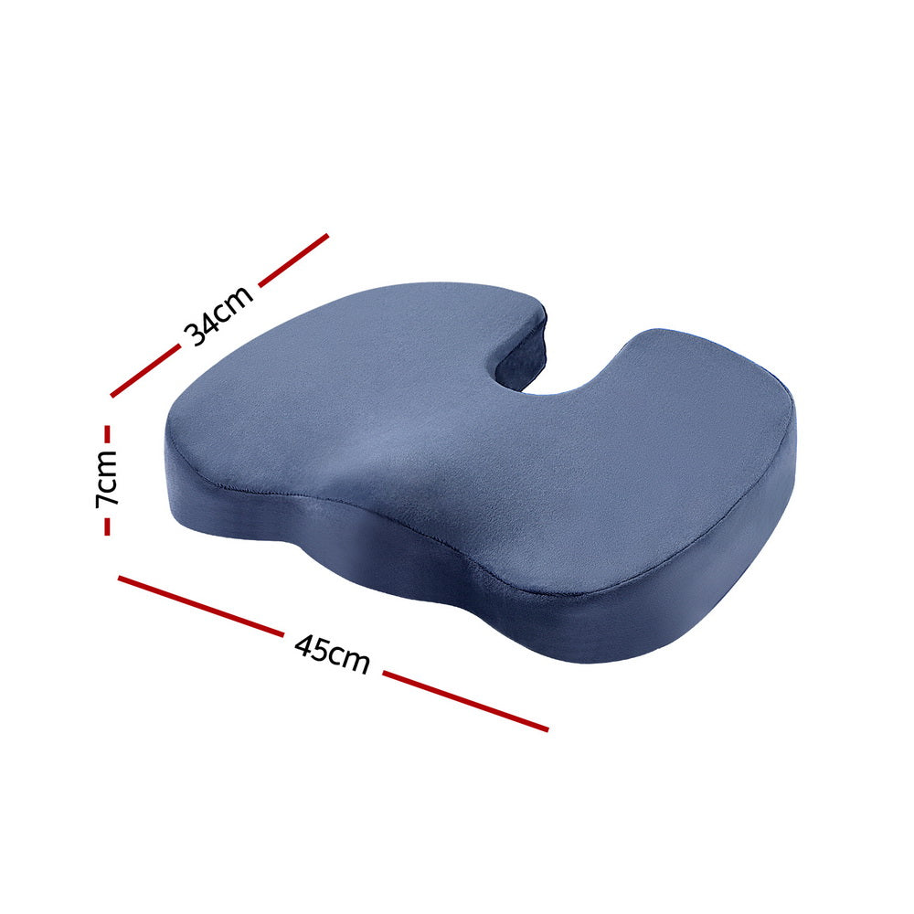 Giselle Memory Foam Seat Cushion Back Pain Relief Blue
