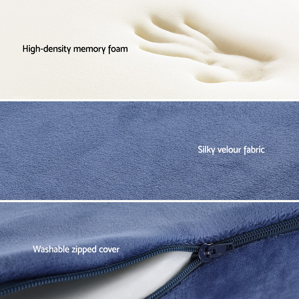 Giselle Memory Foam Seat Cushion Back Pain Relief Blue