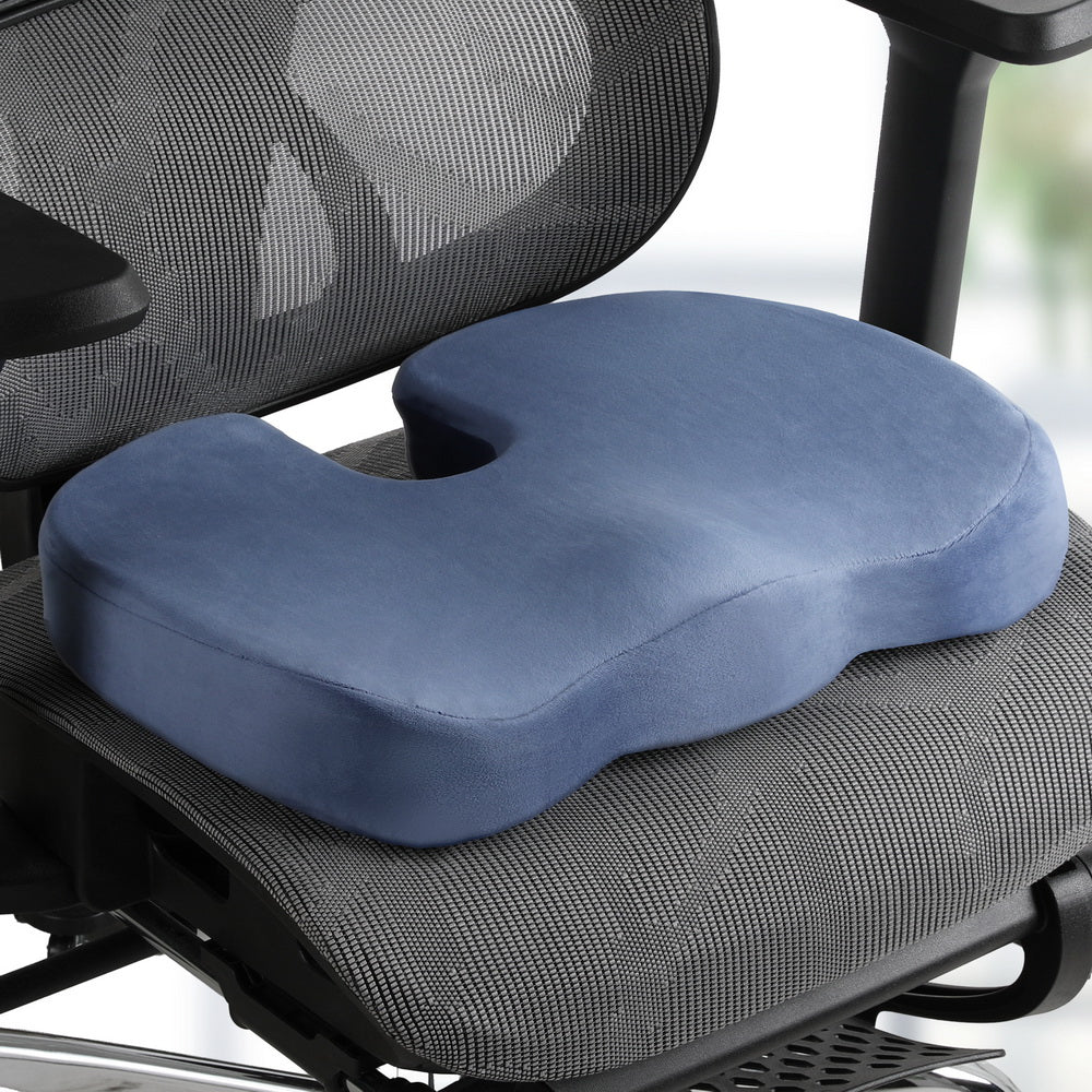 Giselle Bedding Memory Foam Seat Cushion Back Pain Relief Blue