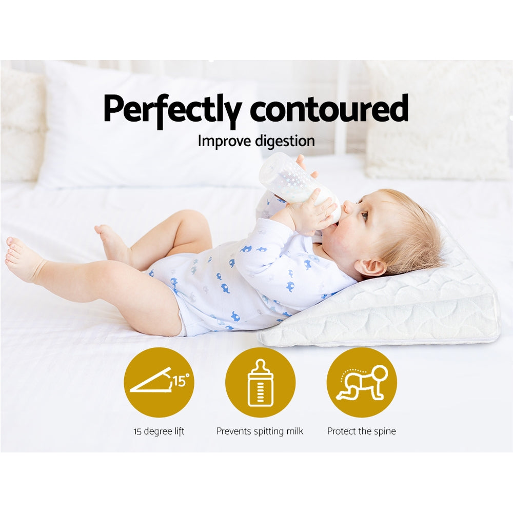 Giselle Baby Wedge Pillow Memory Foam Bamboo Cover White