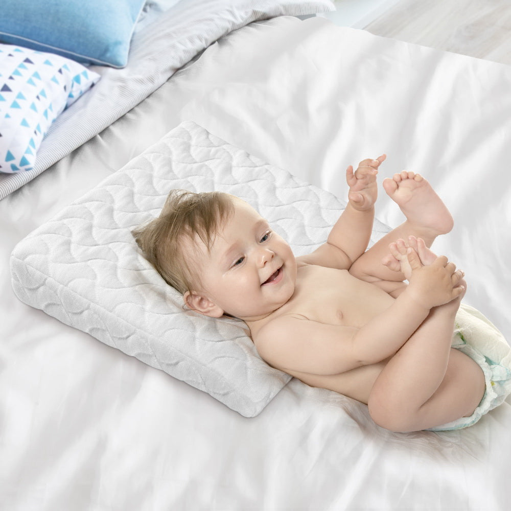 Giselle Baby Wedge Pillow Memory Foam Bamboo Cover White