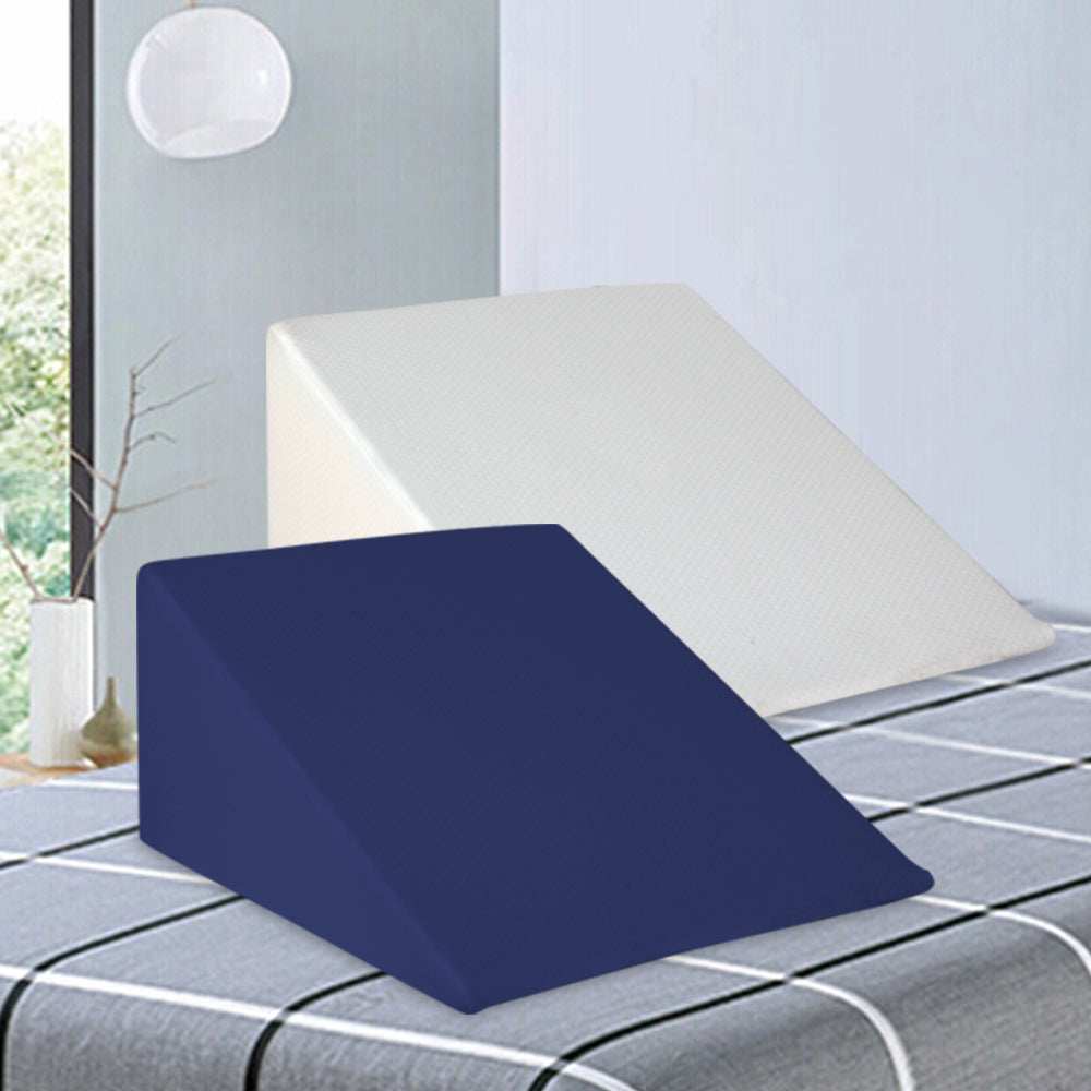 Giselle Bedding Wedge Pillow Memory Foam White & Blue