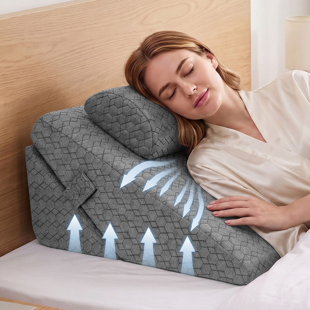 Giselle Bed Wedge Pillow for Headboard, Egg Gel Memory Foam