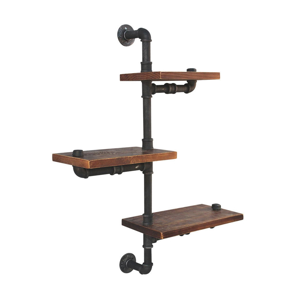IVAN 3-Tier Floating Pipe Shelf DIY Industrial Timber