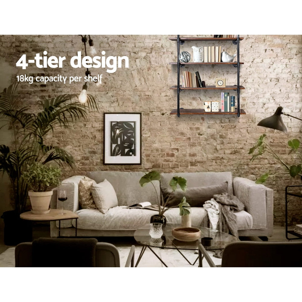 INGE 4-Tier DIY Industrial Pipe Bookshelf