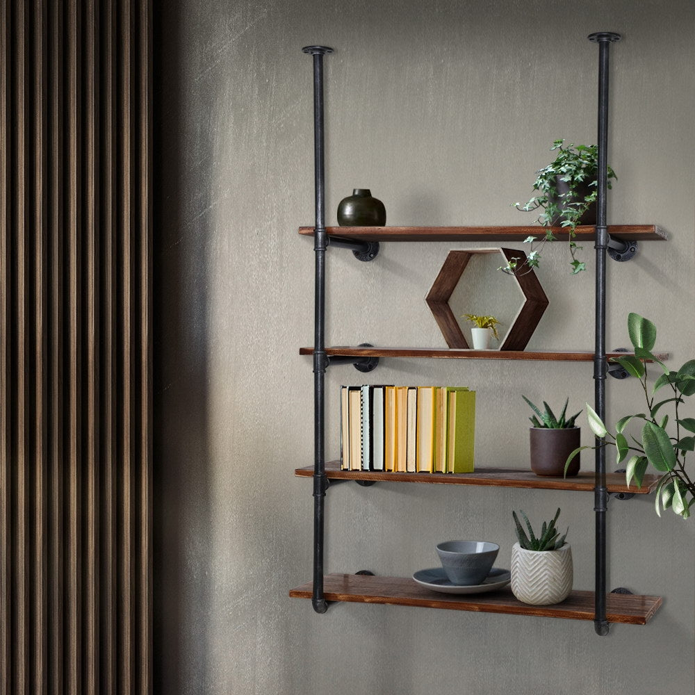 INGE 4-Tier DIY Industrial Pipe Bookshelf