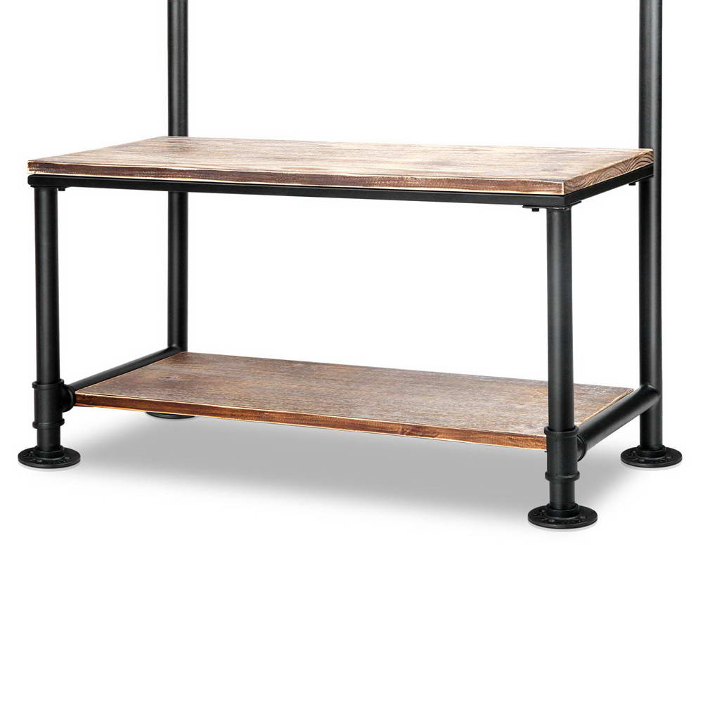 Rustic 161cm Clothes Rack Coat Stand Industrial Pipe & Wood