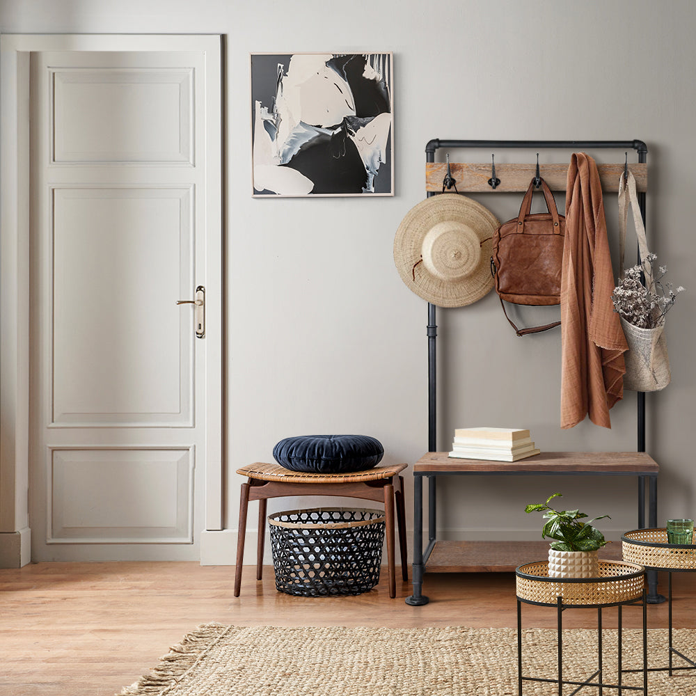Rustic 161cm Clothes Rack Coat Stand Industrial Pipe & Wood