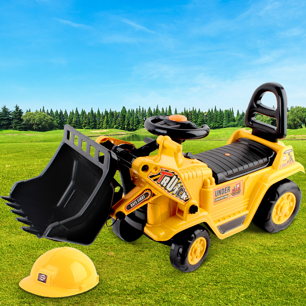 Keezi Kids Ride On Bulldozer Digger Sandpit Toy Yellow