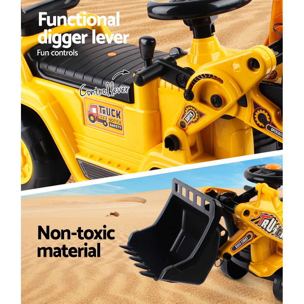 Keezi Kids Ride On Excavator Bulldozer Yellow