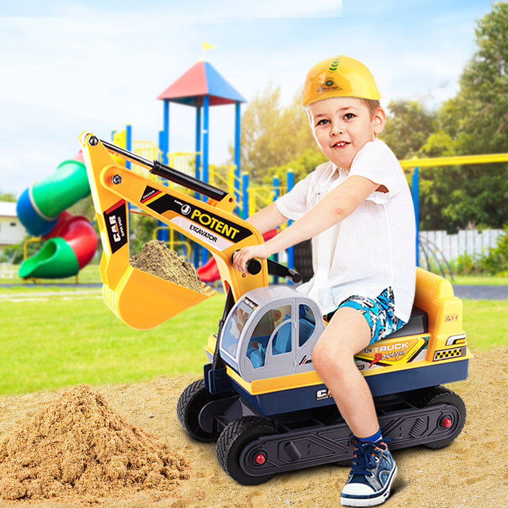 Keezi Kids Ride On Excavator Digger Toy Yellow