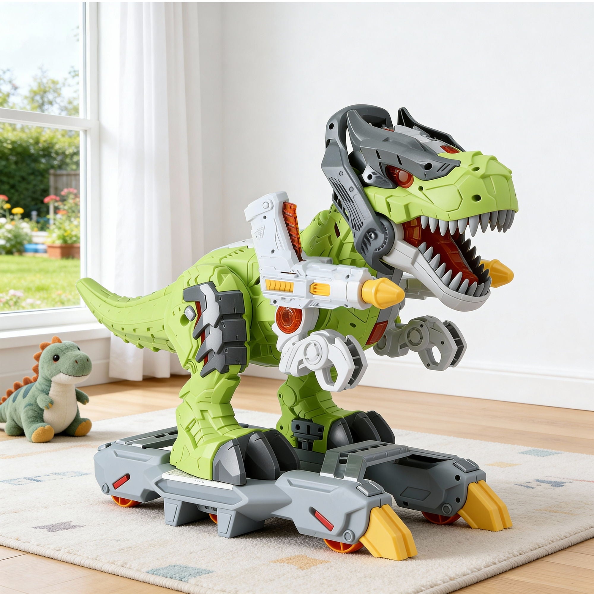 Keezi Kids Dinosaur Ride On Push Car Toy with Spray Function Indoor Outdoor Toys