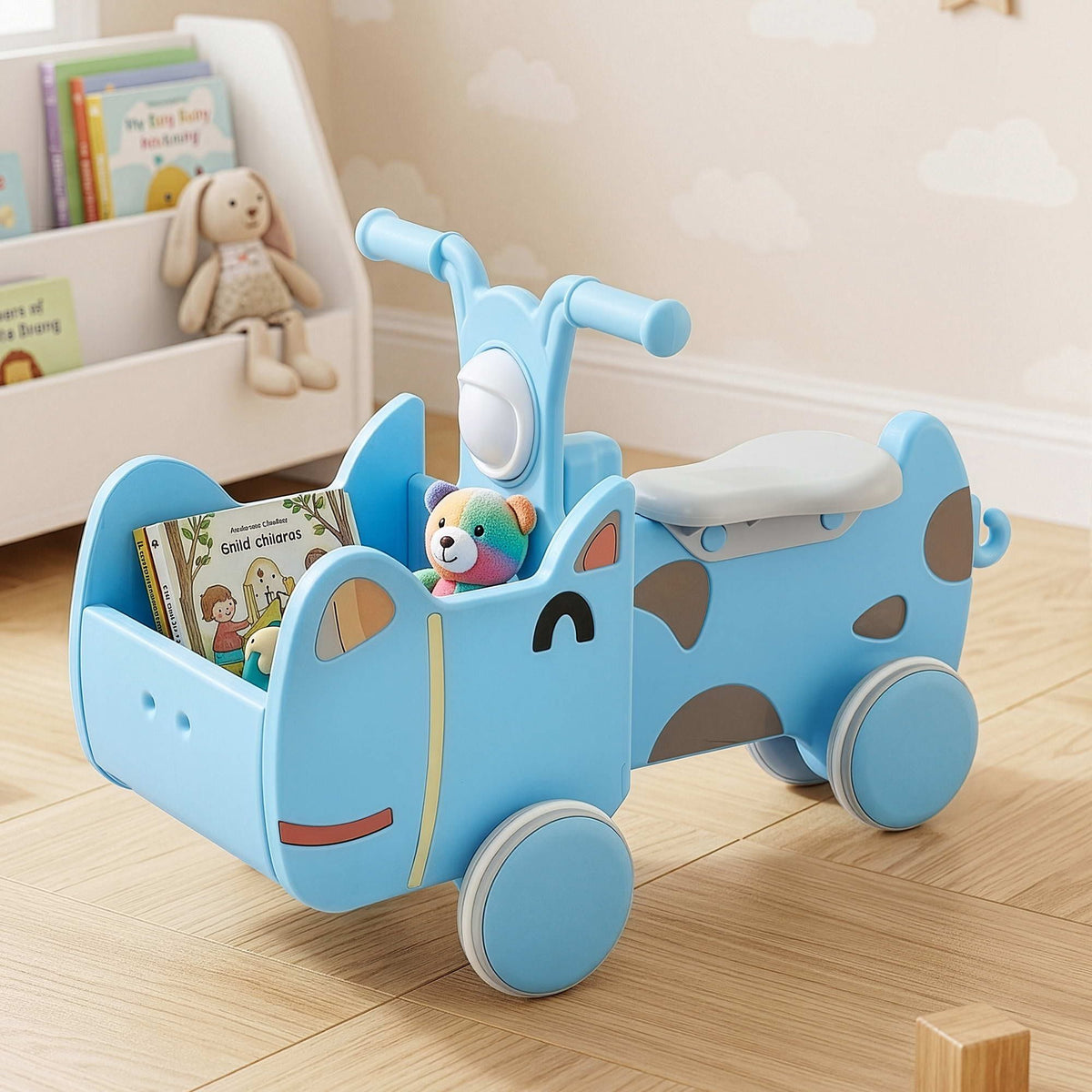 KEEZI Kids Ride On Push Car with Storage Space Blue