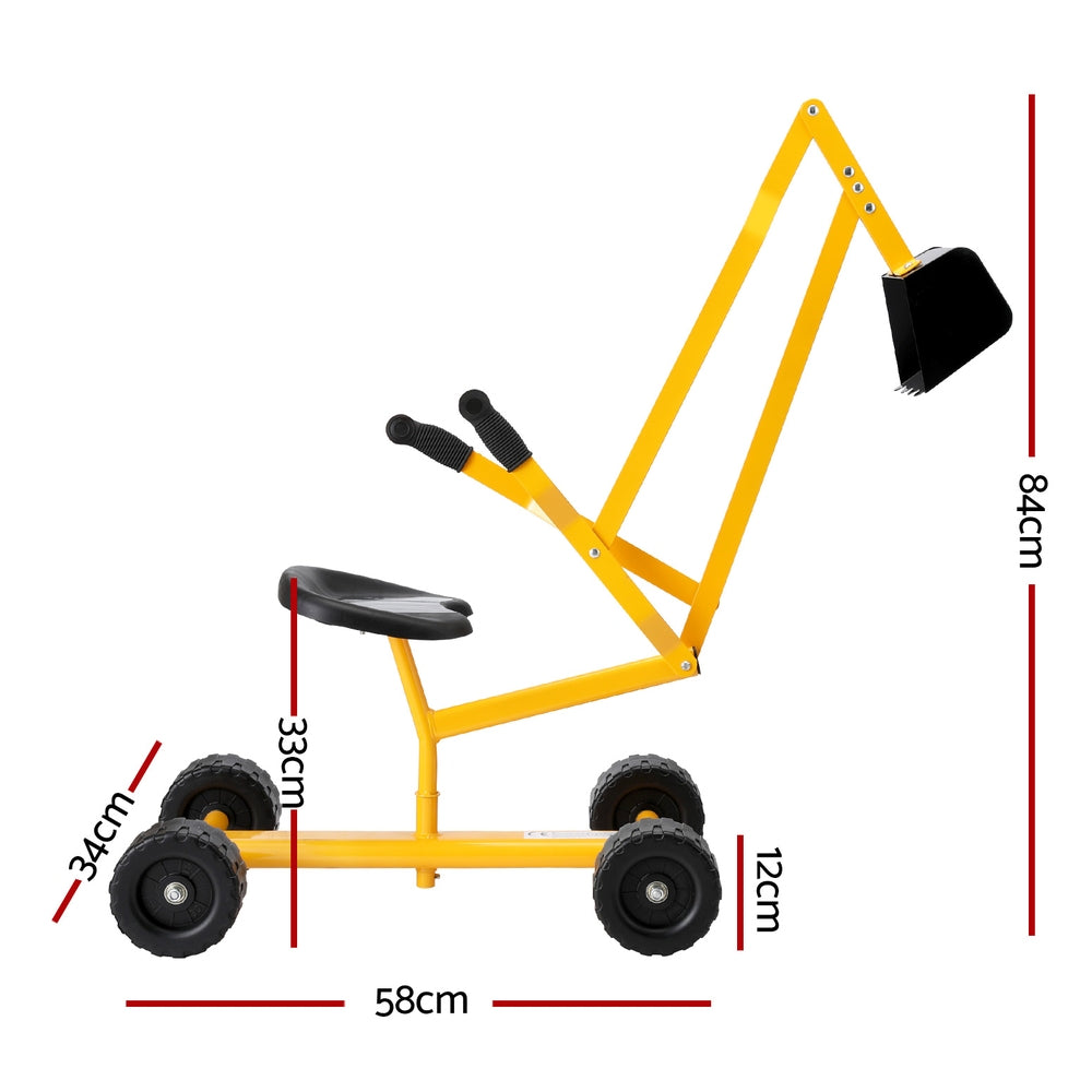Keezi Kids Ride-On Digger Bulldozer Sandpit Toy Yellow