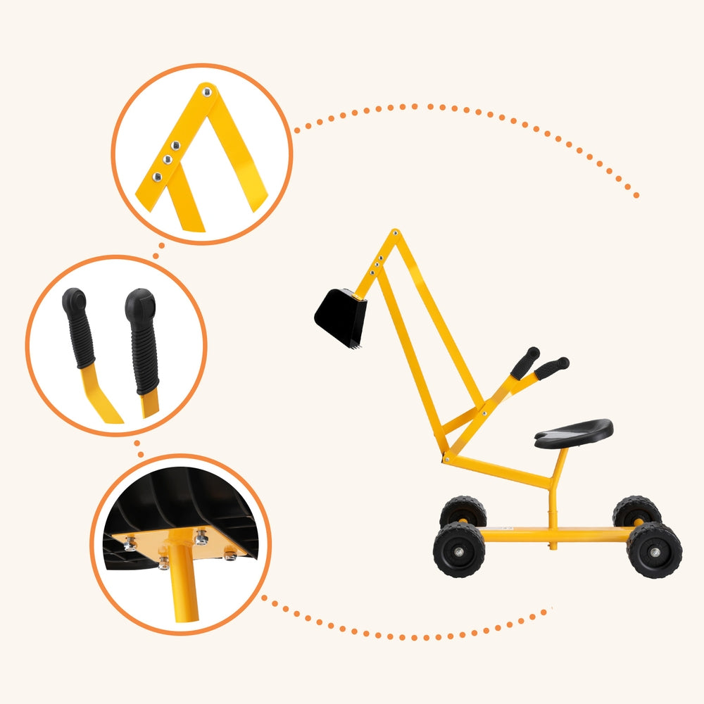 Keezi Kids Ride-On Digger Bulldozer Sandpit Toy Yellow