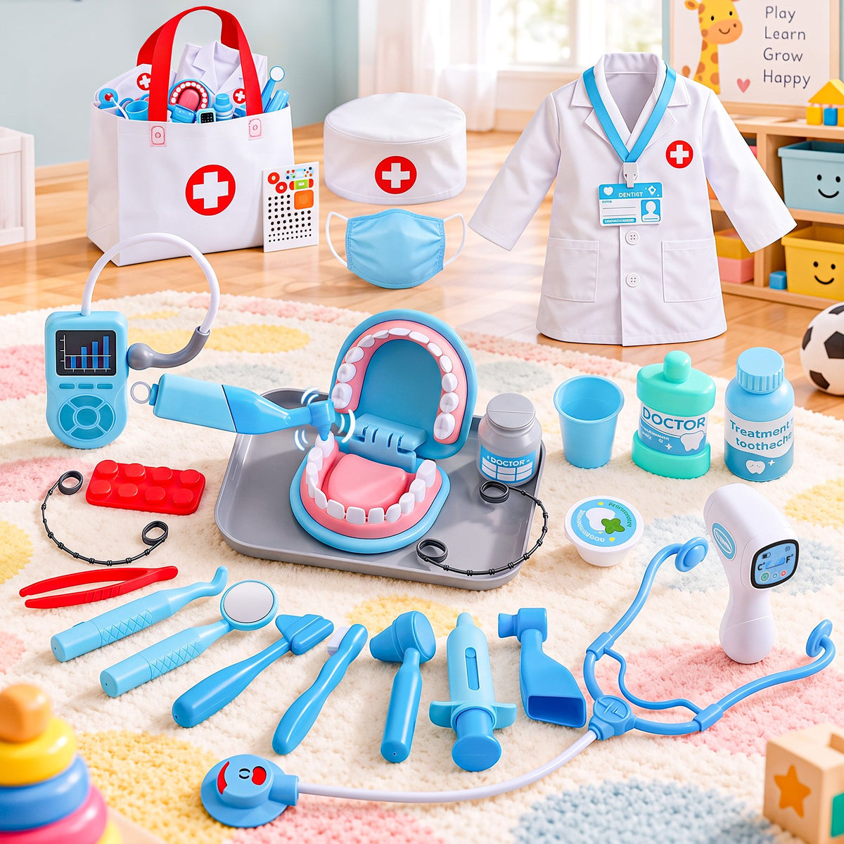 Keezi Kids Doctor and Dentist Pretend Play Set 30 Piece