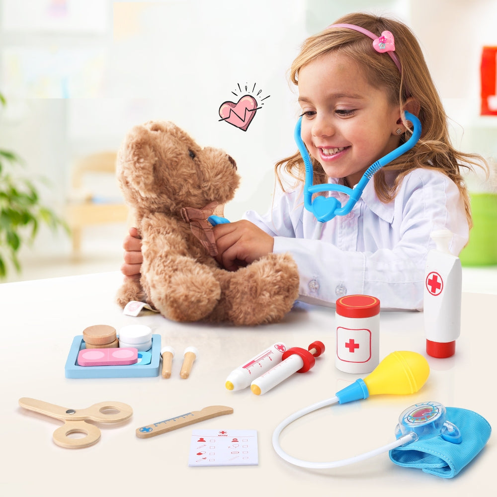 Keezi 16-Piece Kids Doctor Nurse Medical Playset Multicolour