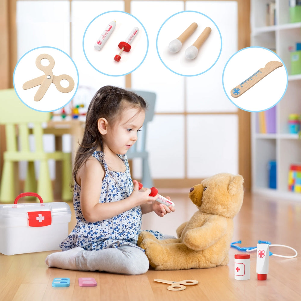 Keezi 16-Piece Kids Doctor Nurse Medical Playset Multicolour