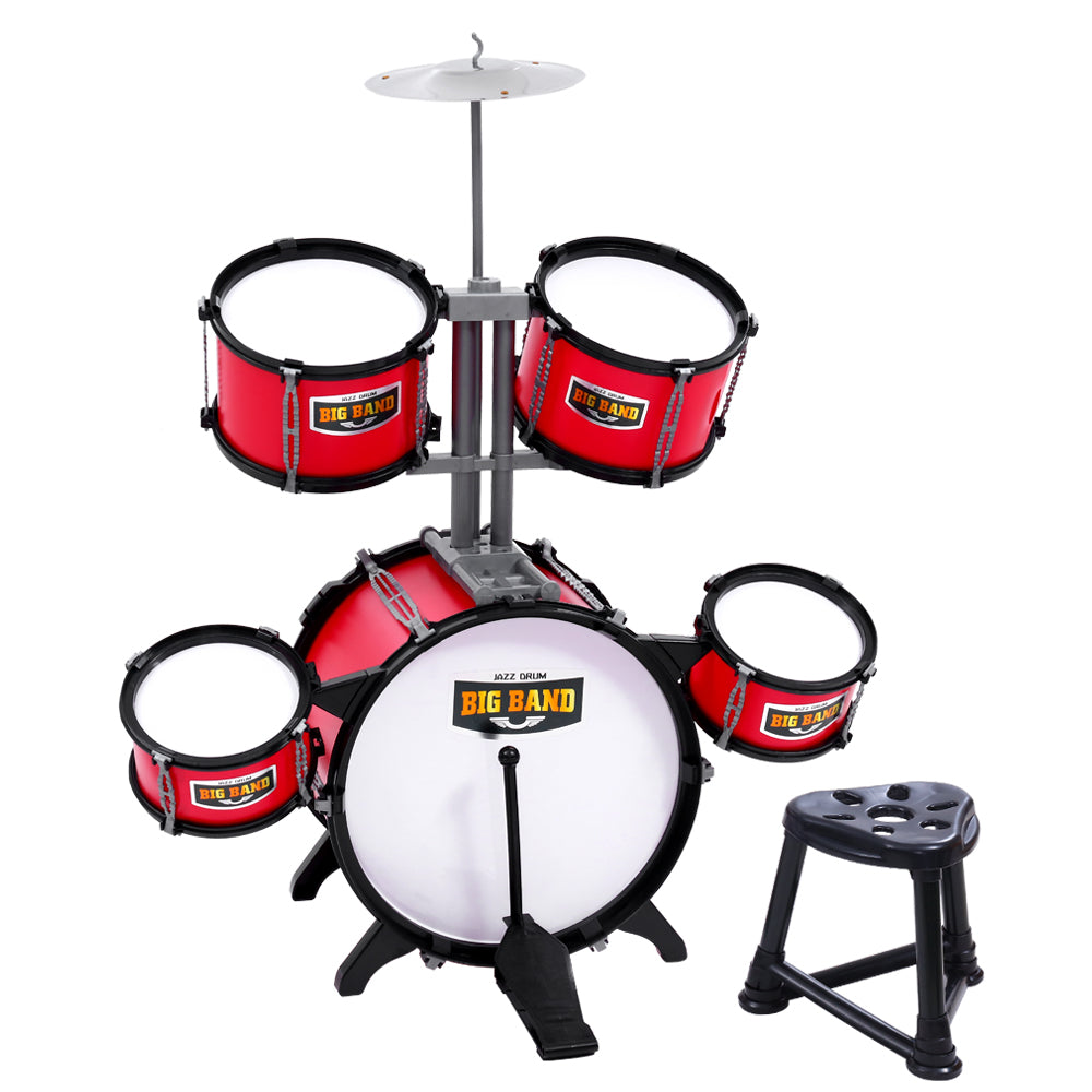 Keezi 7-Piece Junior Drum Kit Red