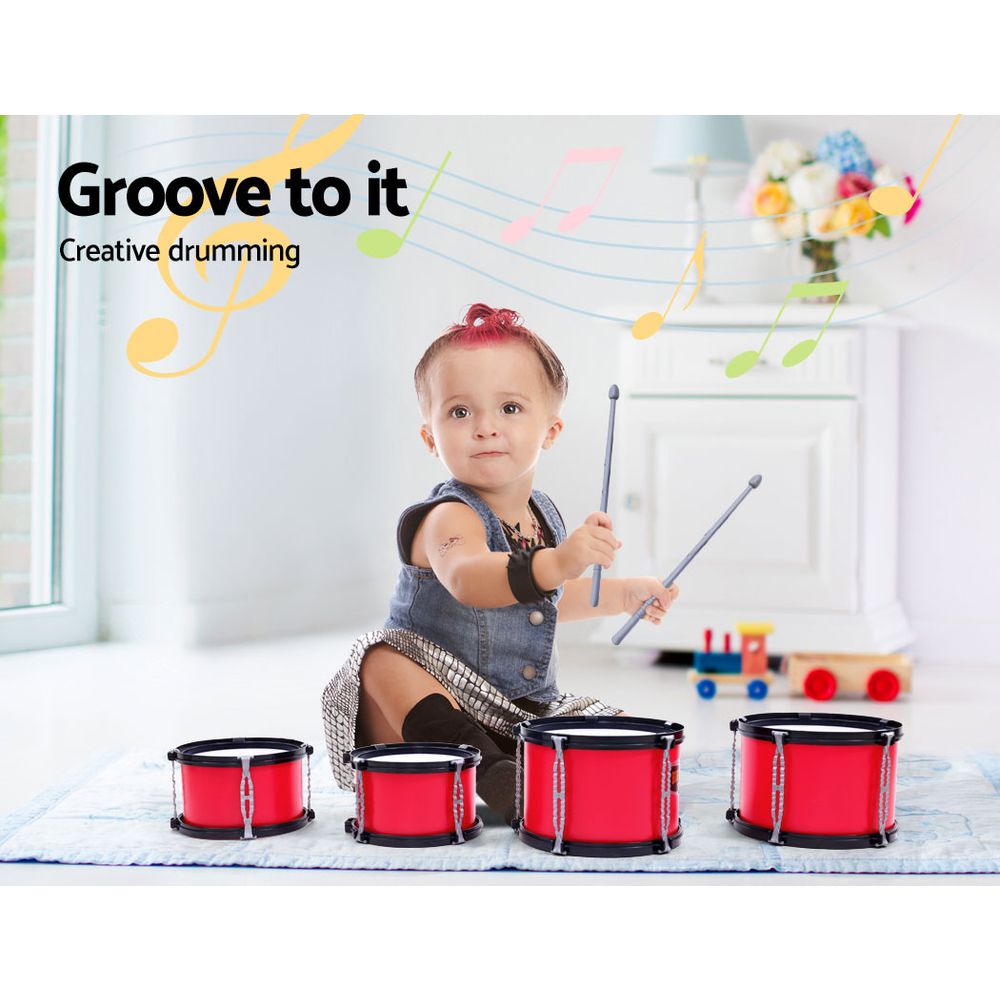 Keezi 7-Piece Junior Drum Kit Red