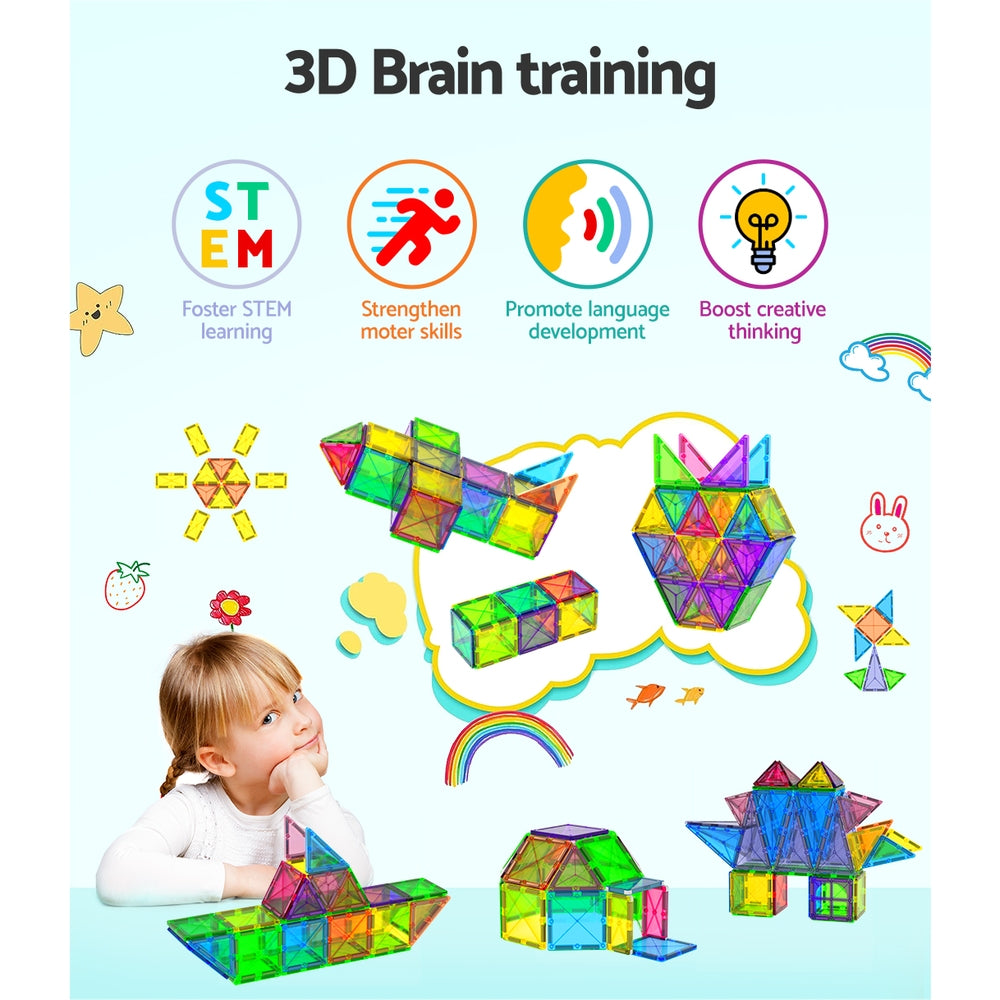 Keezi 100-Piece Kids Magnetic Tiles Building Set Educational Toy