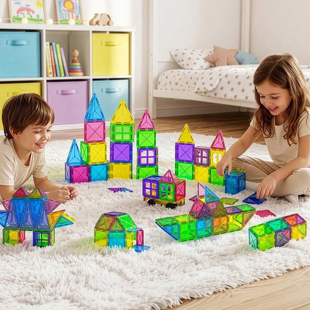 Keezi 120pcs Kids Magnetic Tiles Building Blocks Educational Toys