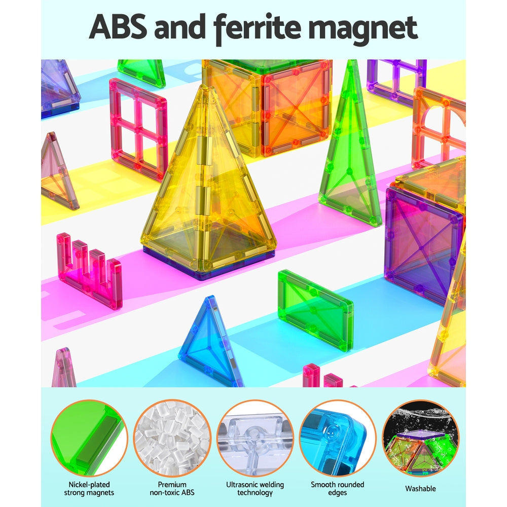 Keezi 120pcs Kids Magnetic Building Tiles Educational Toy Set