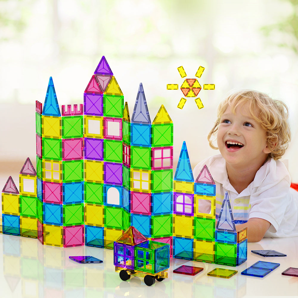 Keezi 120pcs Kids Magnetic Building Tiles Educational Toy Set