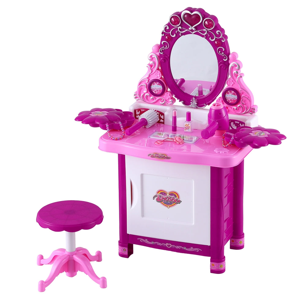 Keezi Kids Makeup Play Set Vanity Table Chair Pink