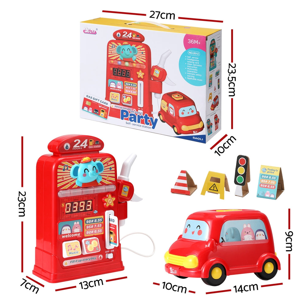 Keezi Kids Pretend Play Gas Station Set Red
