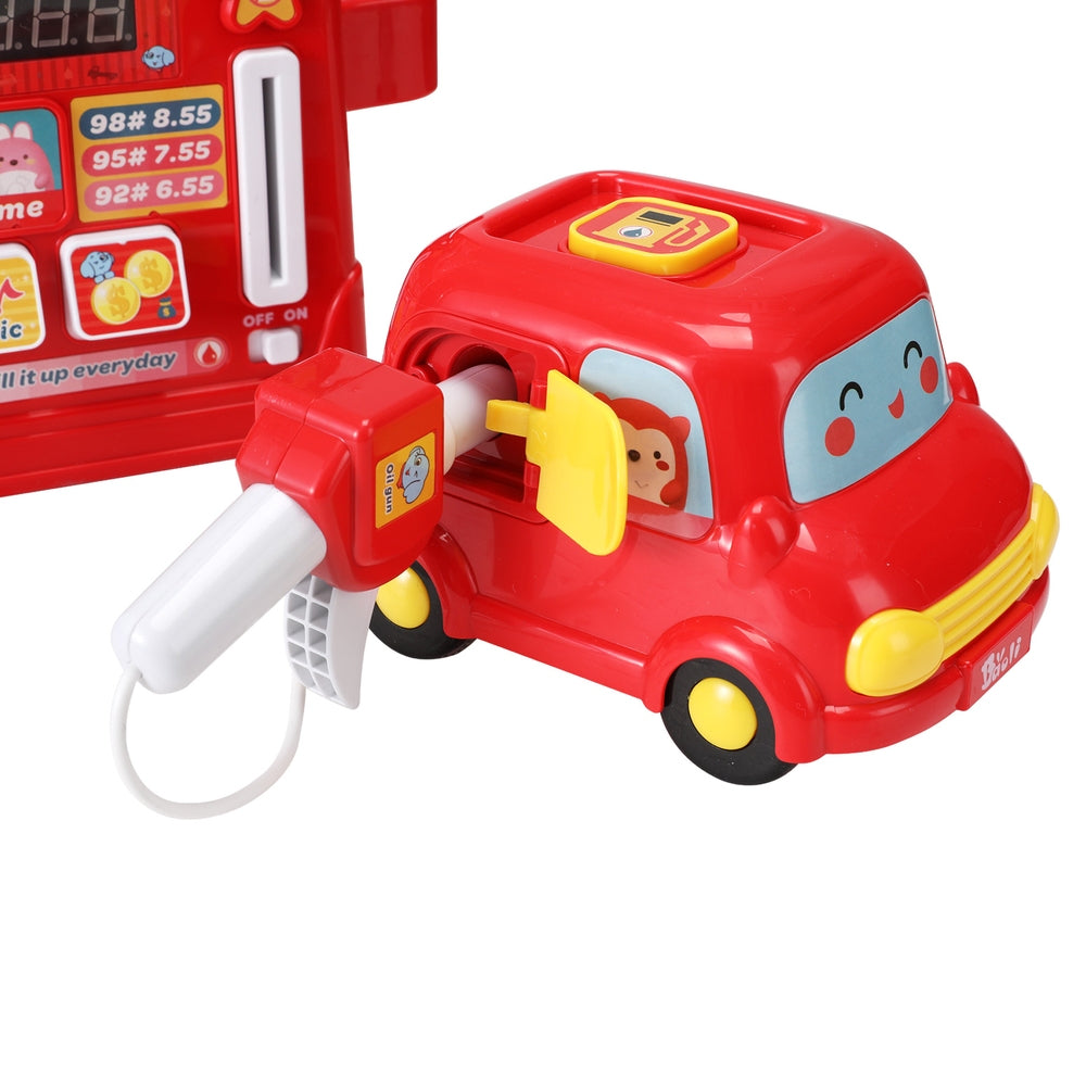 Keezi Kids Pretend Play Gas Station Set Red