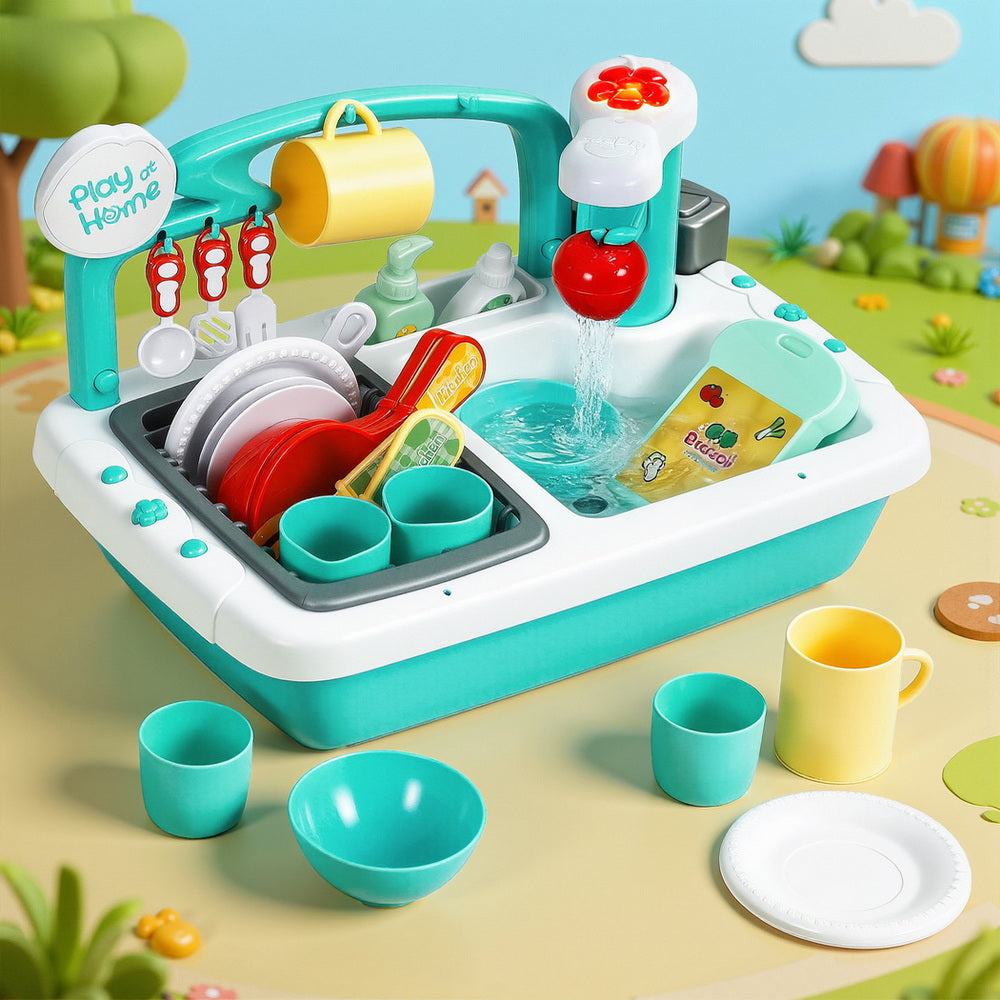 Keezi Kids Pretend Play Kitchen Sink Toy Green