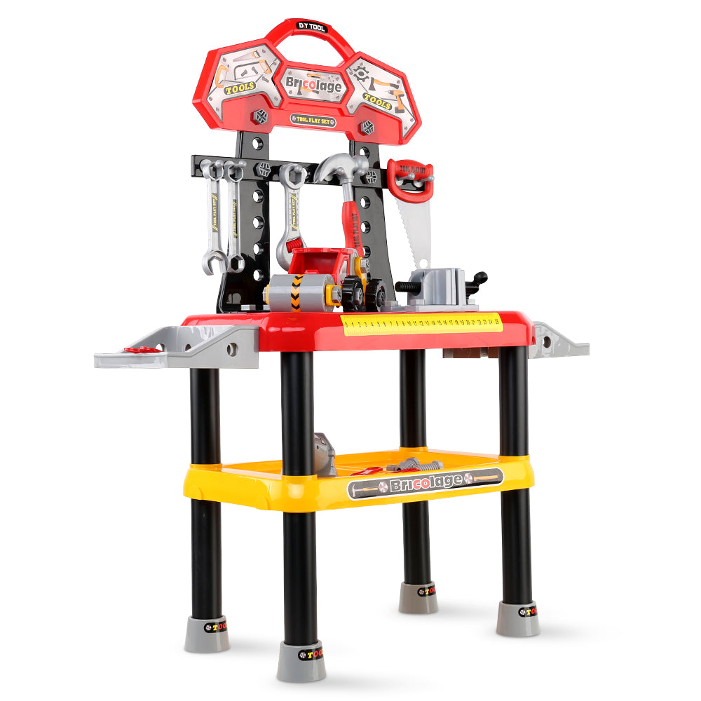 Keezi Kids Pretend Workbench 97 Piece Role Play Toy Set Red