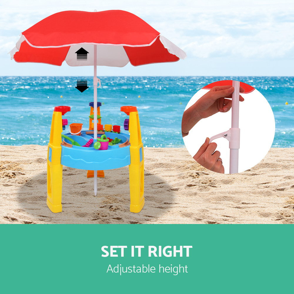 Keezi Kids Sand and Water Play Table Set with Umbrella